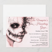 Griezelige Vampier Vrouw Halloween Uitnodiging (Voorkant / Achterkant)