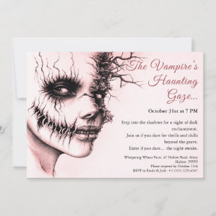 Griezelige Vampier Vrouw Halloween Uitnodiging