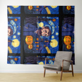 Griezelige Van Gogh-scène – Gotische sterren Hallo Wandkleed (In Situ (horizontaal))