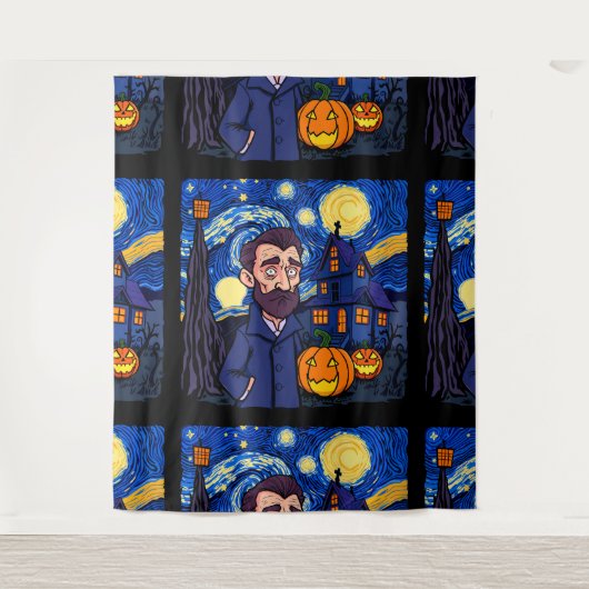 Griezelige Van Gogh-scène – Gotische sterren Hallo Wandkleed (Voorkant)