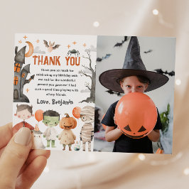 Griezelige verjaardagsfoto met Halloween bedankkaa Bedankkaart