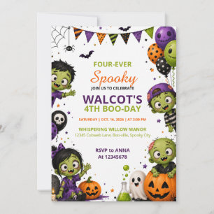 Griezelige verjaardagsuitnodiging voor Halloween Kaart