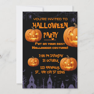 Griezelige Verkleedfeest Halloween Pompoen Uitnodi Kaart