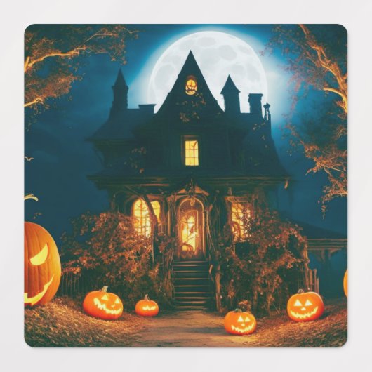 griezelige verlichting: betoverende Jack-o'-Lanter Labels (Design 1)