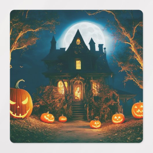 griezelige verlichting: betoverende Jack-o'-Lanter Labels (Design 2)