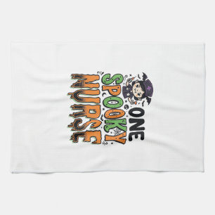 Griezelige verpleegster Halloween Vintage graveero Theedoek