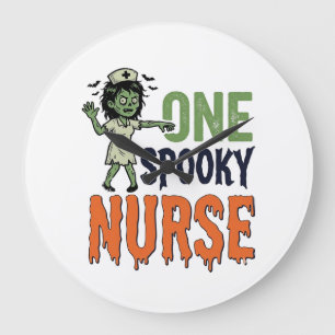 Griezelige Verpleegster Halloween Vintage Vector O Grote Klok