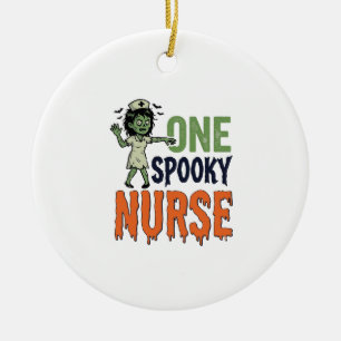Griezelige Verpleegster Halloween Vintage Vector O Keramisch Ornament