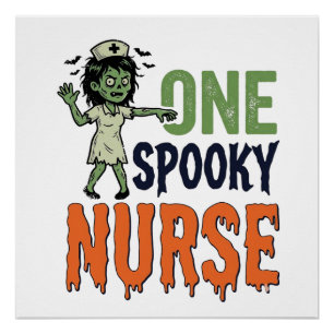 Griezelige Verpleegster Halloween Vintage Vector O Perfect Poster
