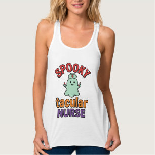 Griezelige Verpleegster Halloween Vintage Vector T Tanktop