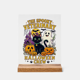 Griezelige Veterinaire Halloween Crew Zwarte Kat G Acryl Bord