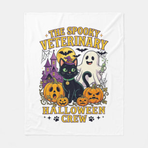 Griezelige Veterinaire Halloween Crew Zwarte Kat G Fleece Deken