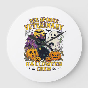 Griezelige Veterinaire Halloween Crew Zwarte Kat G Grote Klok