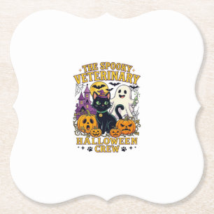 Griezelige Veterinaire Halloween Crew Zwarte Kat G Kartonnen Onderzetters