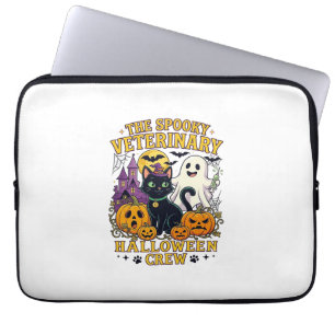 Griezelige Veterinaire Halloween Crew Zwarte Kat G Laptop Sleeve