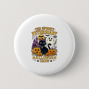 Griezelige Veterinaire Halloween Crew Zwarte Kat G Ronde Button 5,7 Cm