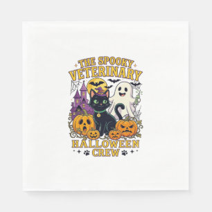 Griezelige Veterinaire Halloween Crew Zwarte Kat G Servet