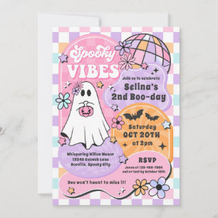 Griezelige Vibe Halloween Groovy Geest Verjaardags Kaart