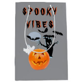Griezelige Vibes Geest Pompoen Halloween Ontwerp Medium Cadeauzakje (Voorkant)