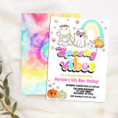 Griezelige Vibes Groovy Geest Halloween Verjaardag Kaart