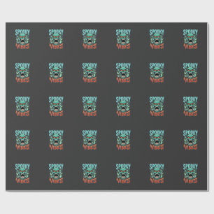 Griezelige Vibes Halloween Geest Schedel Design_1 Cadeaupapier