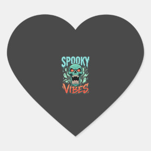 Griezelige Vibes Halloween Geest Schedel Design_1 Hart Sticker