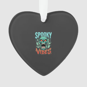 Griezelige Vibes Halloween Geest Schedel Design_1 Ornament