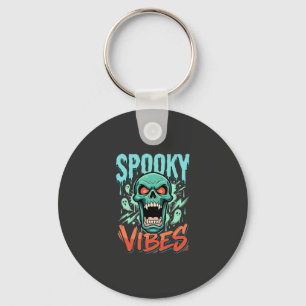 Griezelige Vibes Halloween Geest Schedel Design_1 Sleutelhanger