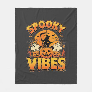 Griezelige Vibes Halloween Pompoen Heks Ontwerp_1 Fleece Deken