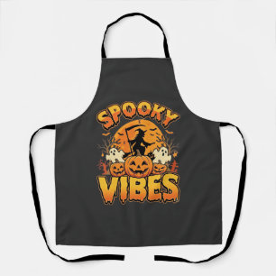 Griezelige Vibes Halloween Pompoen Heks Ontwerp_1 Schort