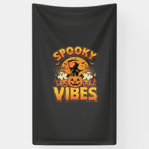 Griezelige Vibes Halloween Pompoen Heks Ontwerp_1 Spandoek