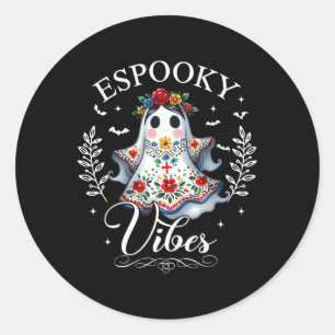 Griezelige Vibes Meester Halloween Spaans Mexicaan Ronde Sticker