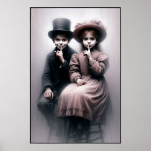 Griezelige Victoriaanse tijd broer en zus muur Poster