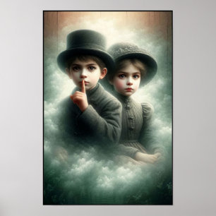 Griezelige Victoriaanse tijd broer en zus muur Poster