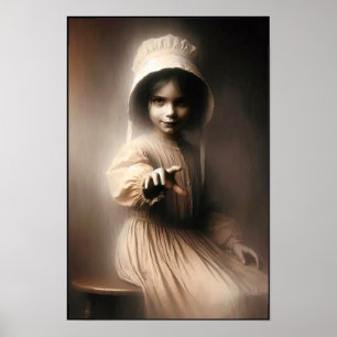 Griezelige Victoriatijdperk Meisje Muur Poster