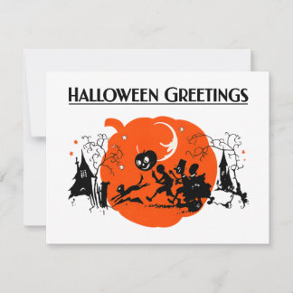 Griezelige Vintage Art Deco Zwarte Kat Halloween O