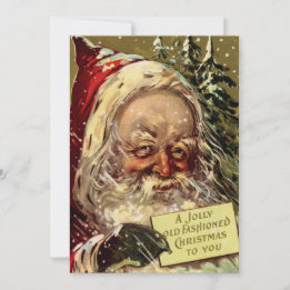 Griezelige Vintage Kerstman Sneeuw Ouderwetse Kers Feestdagenkaart