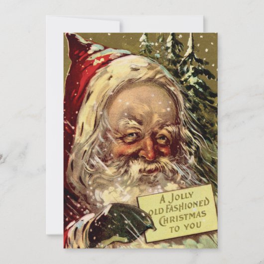 Griezelige Vintage Kerstman Sneeuw Ouderwetse Kers Feestdagenkaart (Voorkant)