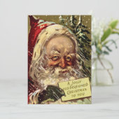 Griezelige Vintage Kerstman Sneeuw Ouderwetse Kers Feestdagenkaart (Staand voorkant)