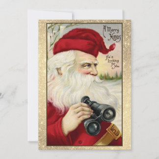 Griezelige Vintage Kerstman Verrekijker Grappige K Feestdagenkaart