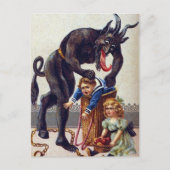 Griezelige Vintage Krampus Feestdagenkaart (Voorkant)