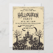 Griezelige vintage maanverlichte donkere Halloween Kaart (Voorkant)