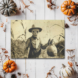 Griezelige Vintage Skelet Maisveld Halloween Briefkaart