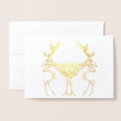 Griezelige vintage skelet rendier tekening folie kaarten (Voorkant met envelop)