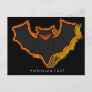Griezelige Vleermuis Halloween Ansichtkaart - Zwar Feestdagenkaart