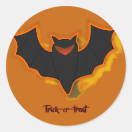 Griezelige Vleermuis Halloween Sticker - Oranje Th