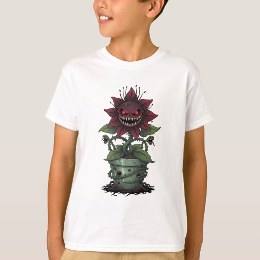 Griezelige Vleesetende Plant Monster Kinderen T-shirt (Voorkant)