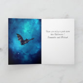 Griezelige Vliegende Vleermuis Halloween Kaart (Binnen)