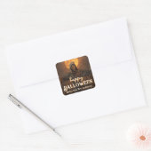 Griezelige Vogelverschrikker Aangepaste Naam Hallo Vierkante Sticker (Envelop)