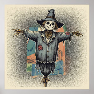 Griezelige Vogelverschrikker Gothische Boerderij H Poster
